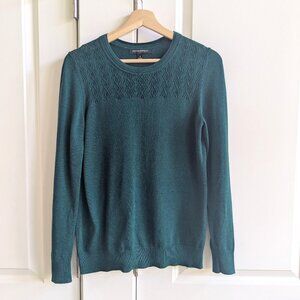Banana Republic Pointelle Neckline Sweater Women S Green Crewneck Light Pullover